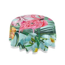 Flamingo Outdoor Tablecloth 60 Inch Waterproof Round Tablecloth with Umbrella...