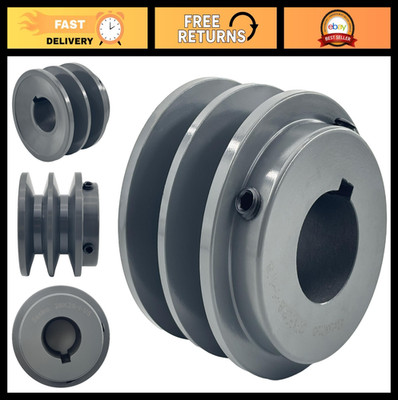 Double Groove Pulley 1 1/8'' Bore 2.95'' OD, Cast Iron Motor V-Belt Pulley A AX B