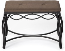 Mocha Brown Rectangular Bench Upholstered Makeup Stool Entryway Piano Chair