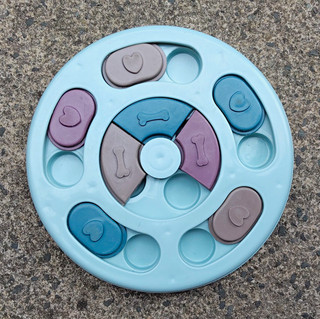 Interactive Treat Dispensing Dog Puzzle Toy Slider Game Round Plastic