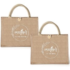Mother Of Bride Groom Bags Wedding Jute Tote Bags With Handle 2 PCS