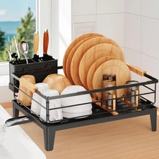 JYPS Dish Drying Rack for Kitchen Counter Decor with Drainboard Auto-Drainᦁ