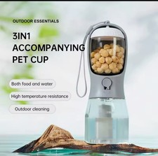 3 In 1 Travel Porttable Dog Feeder Pet Water Dispenser Bottle Food Container New