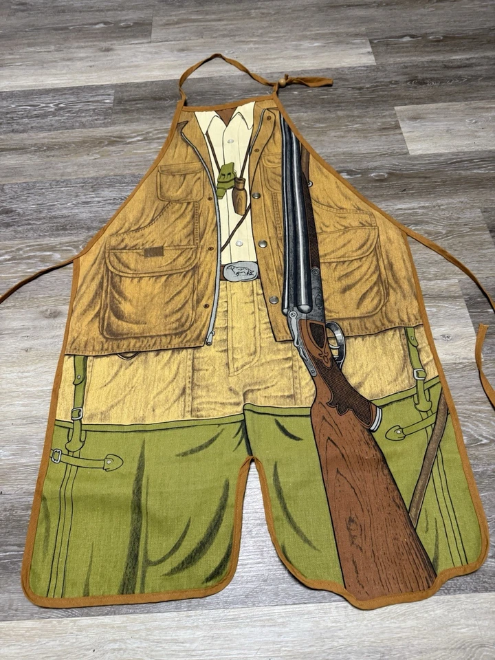 Delantal de cocina de colección Duck Hunter barbacoa novedad babero salamandra 1986 RARO USADO EN EXCELENTE ESTADO Foto 2 de 4