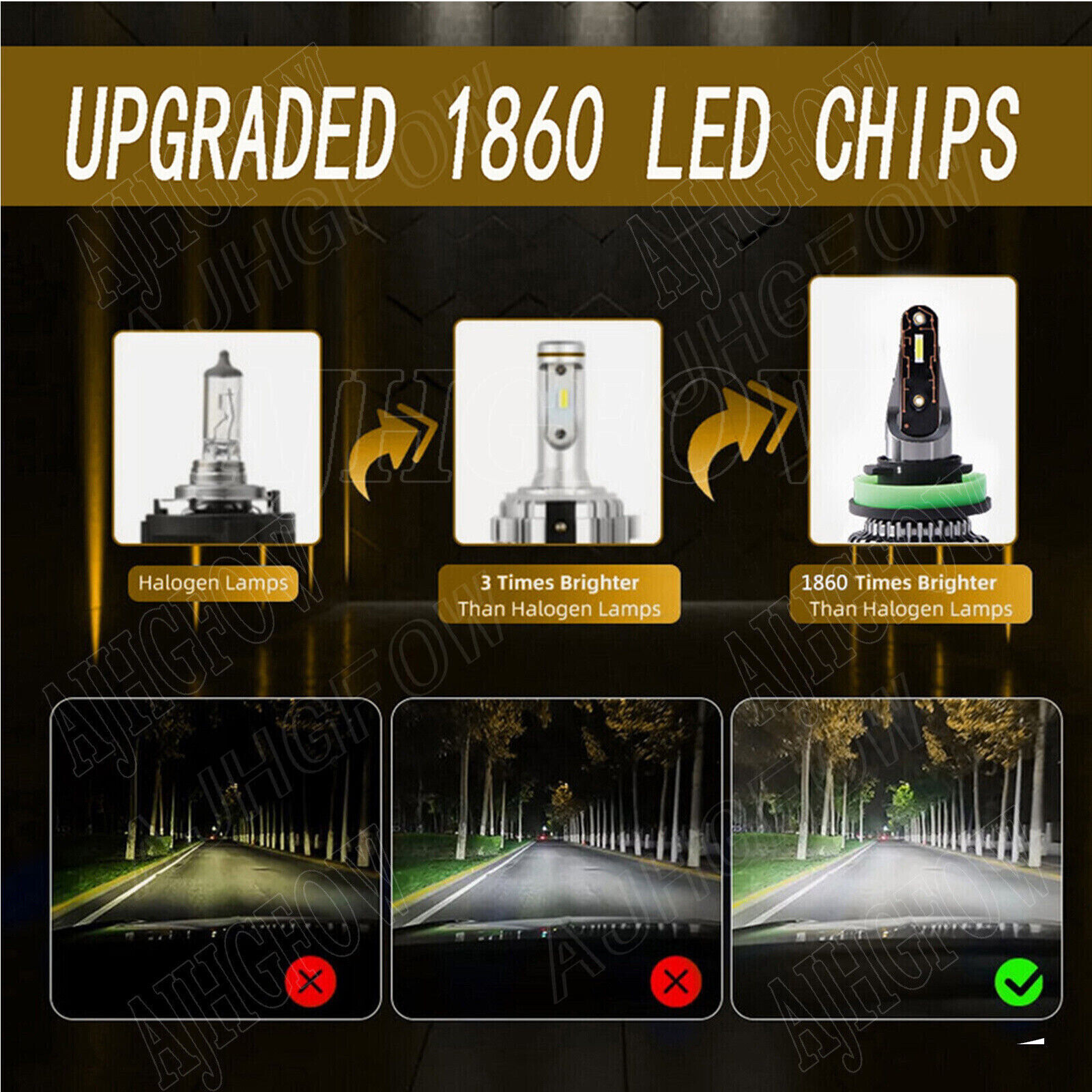 For Ferrari F355 GTS 1994-1998 LED Headlight Bulbs Conversion Kit High Low Beam