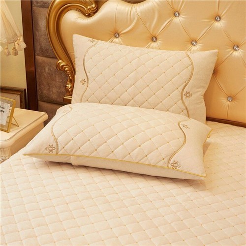 Flannel Quilted Bedspread Lace Embroidery Ruffle Bed Skirt Pillowcases 1/3Pcs - Picture 5 of 19