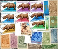 Ethiopie 100 timbres différents oblitérés