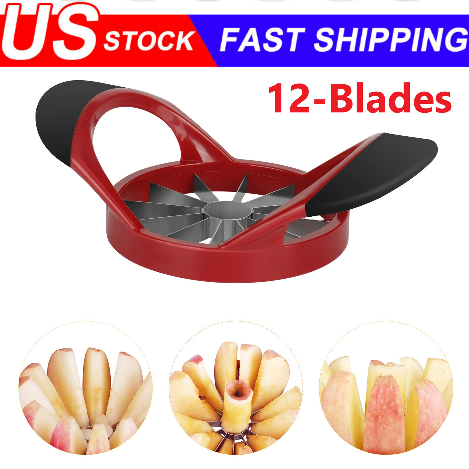 12-Blade Apple Slicer Stainless Steel Ultra-Sharp Apple Corer New