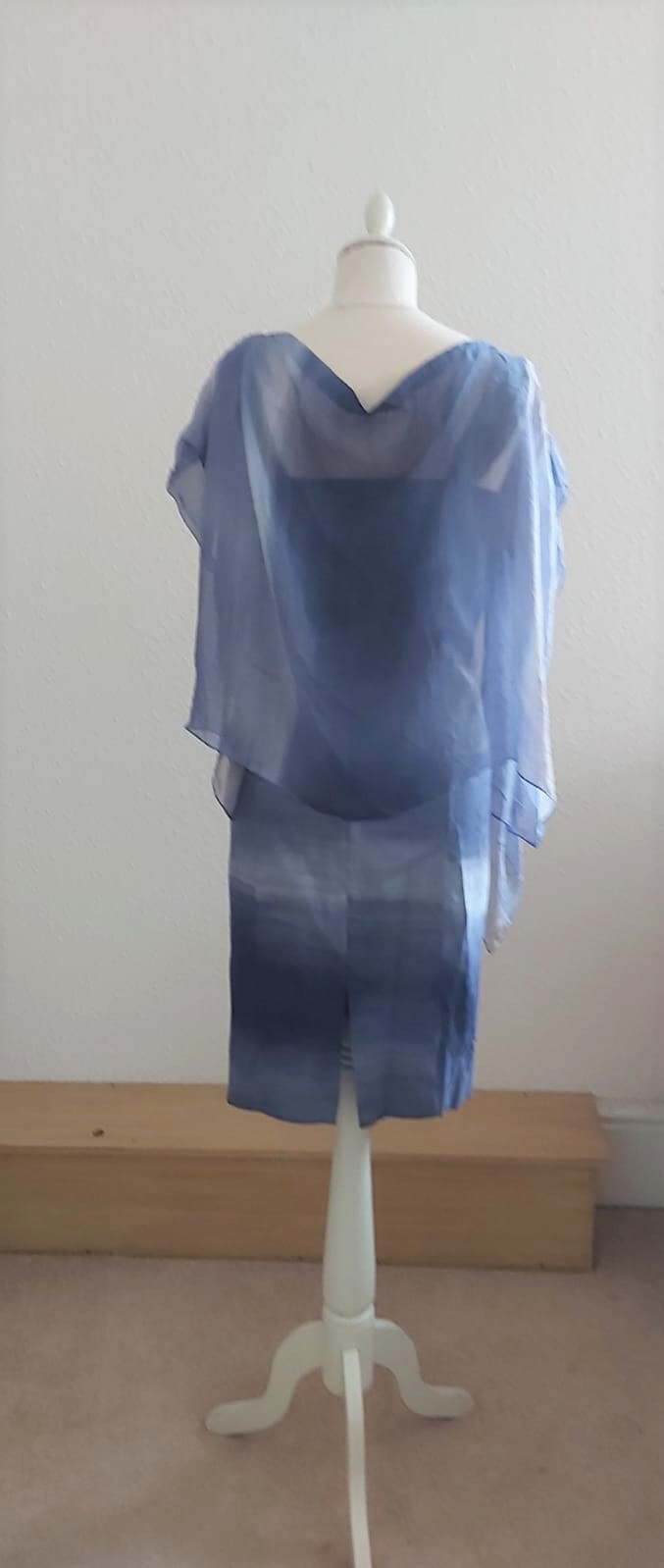 NEW! LUIS CIVITSIZES 10,18MOTHER OF THE BRIDE BLUE SILK DRESS