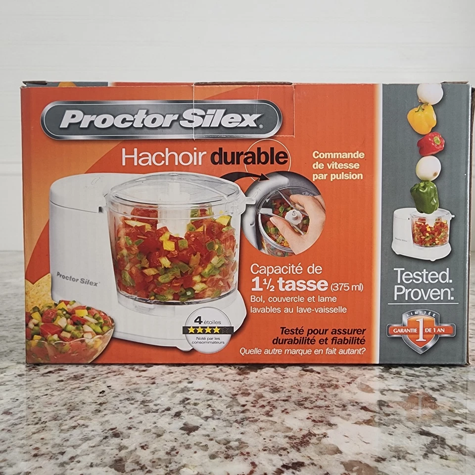 Proctor Silex 72500RY 1.5 Cup Durable Food Chopper Processor, White, New In Box - Image 4 of 4