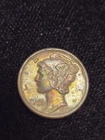 1943-P Silver Mercury Dime Colorful Rainbow Toning - NICE EYE APPEAL - ☆ 122