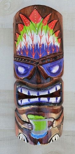 TIKI MASK WOOD 12" HAWAIIAN AFRICAN HOME DECOR TRIBAL BAR TROPICAL POLYNESIAN