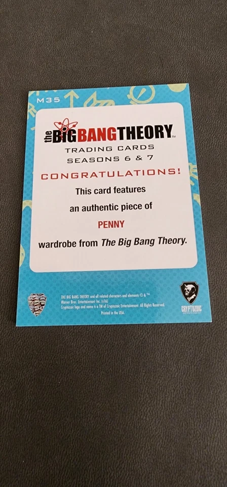 Big Bang Theory Seasons 6 & 7 Authentic Wardrobe Card M-35 KALEY CUOCO as PENNY - Image 2 of 2