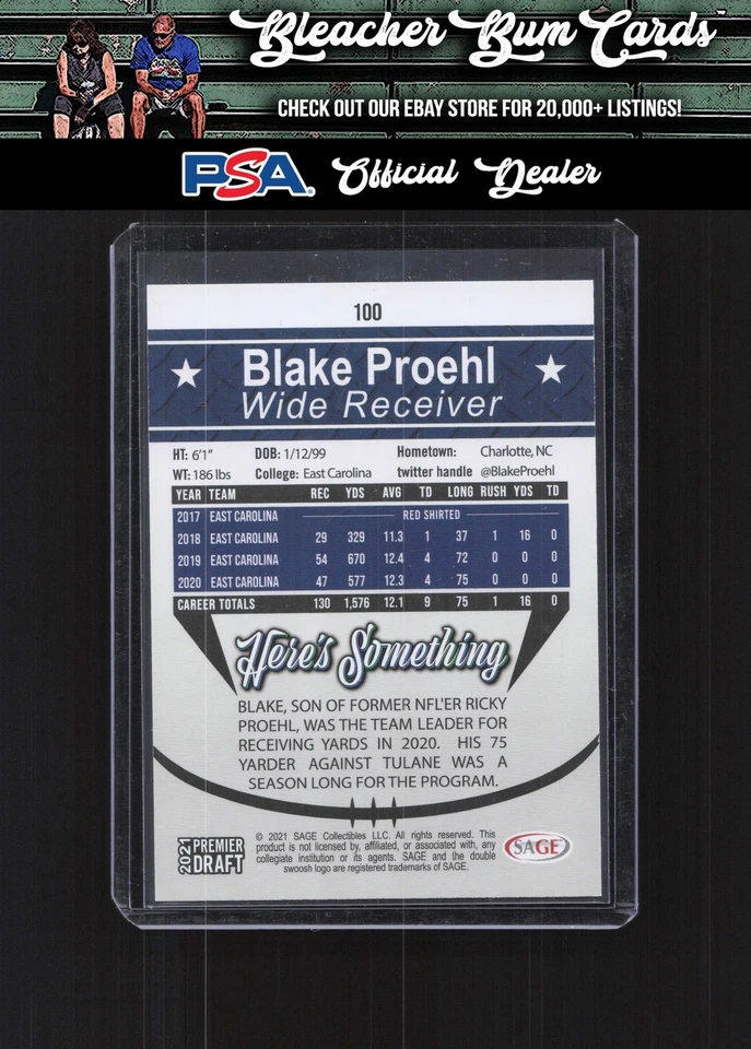 2021 SAGE Premier Draft 100 Blake Proehl - Image 2 of 2