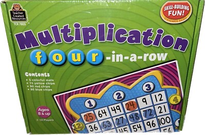 Multiplication Four-in-a-Row Game Set By Teacher Created Resources (Sealed)