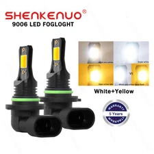 9006 White/golden Yellow LED Fog Light Bulb Dual Color Switchback Strobe Flash