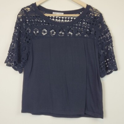 Threads for Thought Women's Black Crochet Lace Top Size Medium