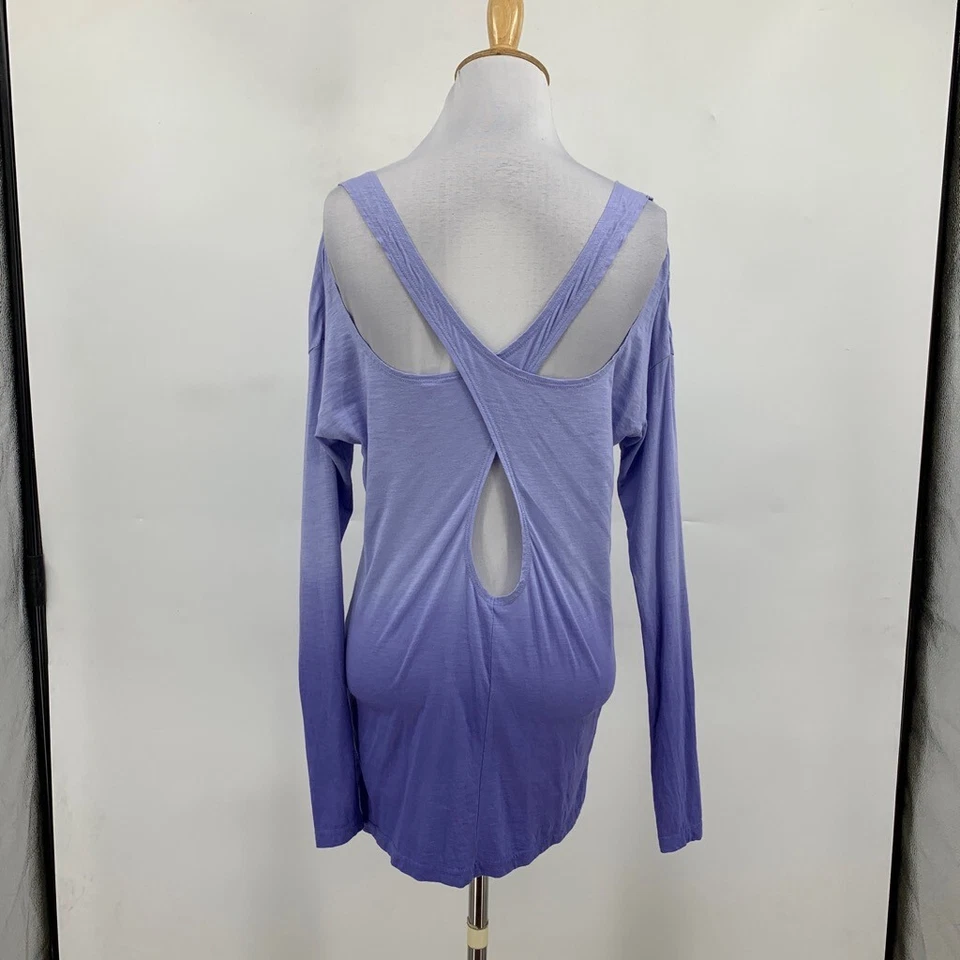 Camisa Activa Lucy Top Mujer M Mediana Lavanda Ombre Recorte Abierta Manga Larga Foto 3 de 4