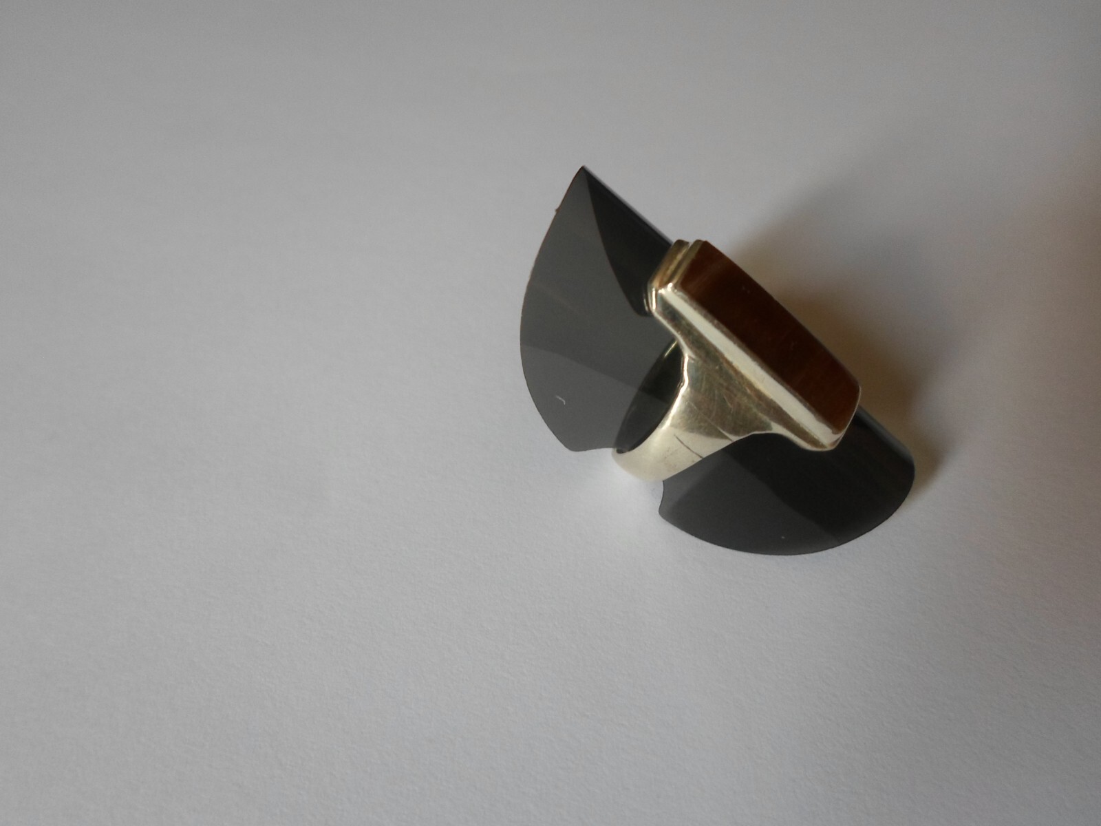 solid silver ring, tiger eye rectangle, size 52 - image 7