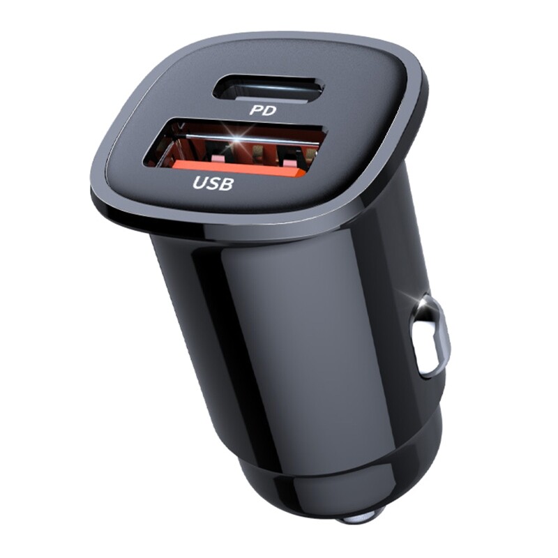 30W Fast USB C Car Charger Dual Port PD Adapter for Phones