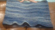 handmade knit handknit cowl adult new ocean white blue circular scarf wool