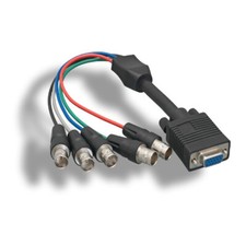 Kentek 1ft VGA Female to 5BNC Female Video Adapter HD15/RGBHV 24AWG Connect Blk