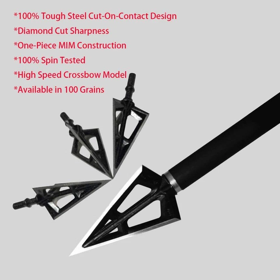 12Pcs Black Whirlwind Broadheads Quench High-tensile steel 3-Blade Arrow Tips - Image 4 of 4