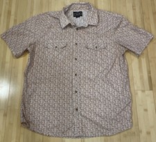 Men  s Gibson Trading Pearl Snap Short Sleeve Western Shirt LARGE Brown