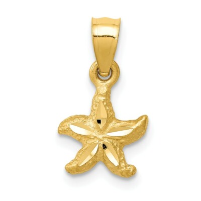 Mode-Anhänger für Halskette Damen Frauen 14K Gelbgold Diamantschliff Seestern