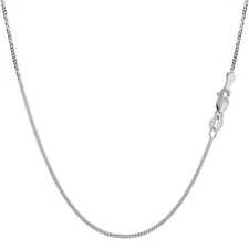 14k White Real Gold Gourmette Chain Necklace, 1.0mm (16 Inches)