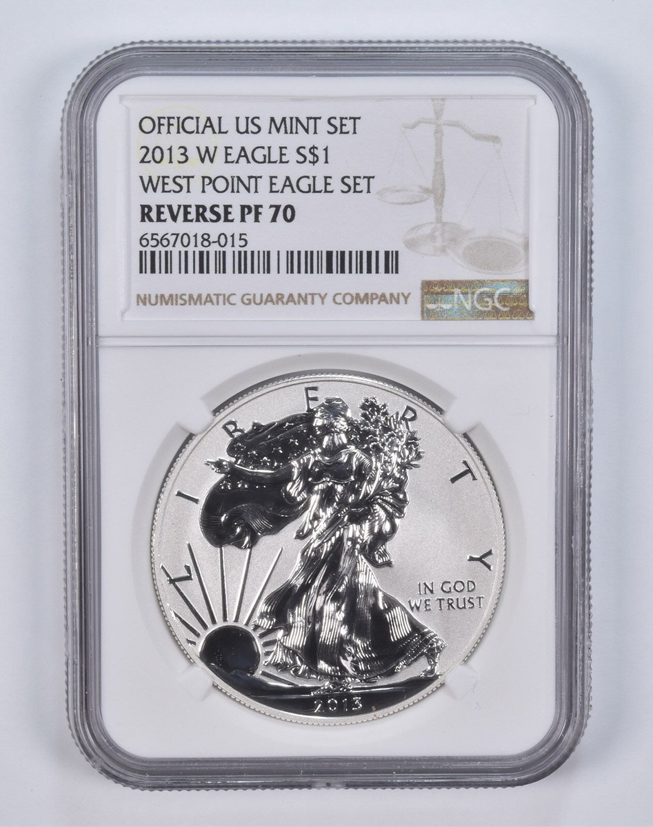 2013-W PF70 REVERSE American Silver Eagle West Point Set NGC Brown