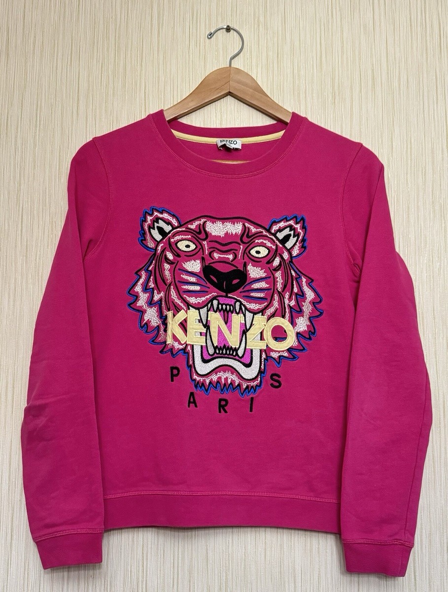 KENZO Tiger Graphic Print Crew Neck Pink Sweatshirt Size S