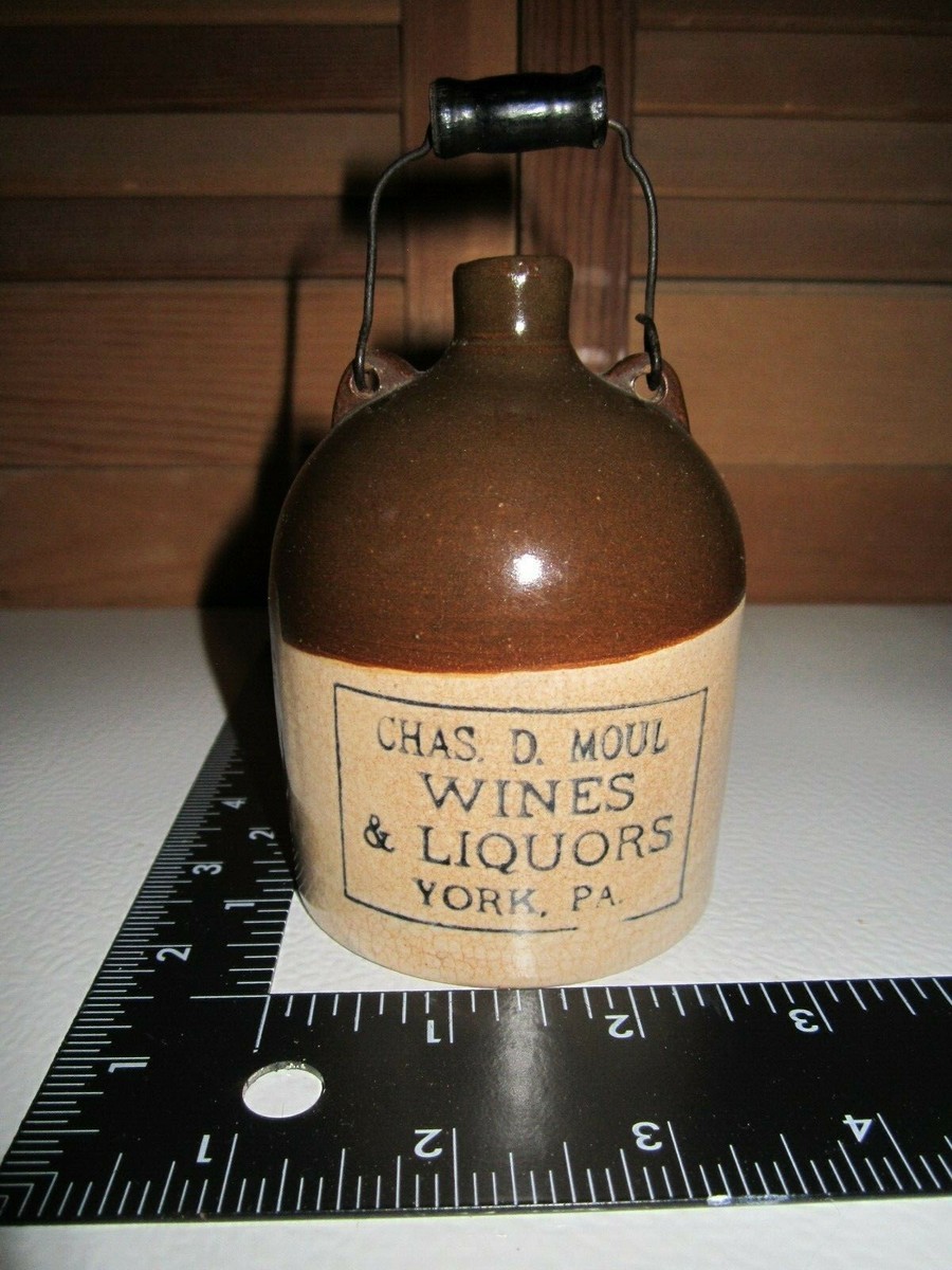 VINTAGE stoneware CHAS D MOUL YORK PA whiskey jug 4