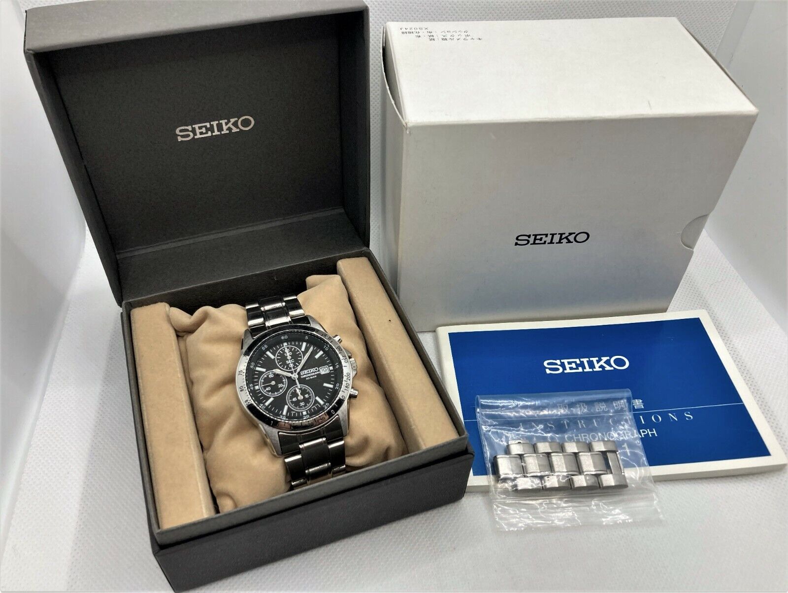 Auth SEIKO Spirit Chronograph Men's Wristwatch Watch Quartz SBTQ041 7T92-0DW0 Najnowsze prace, popularna wyprzedaż