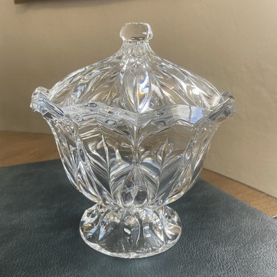 Vintage Crystal JG Durand Lead Crystal Candy Dish w Lid Made in France 7''