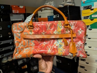 Louis Vuitton Weekender Duffle PM Orange Red Denim Vinyl Monogram Pulp