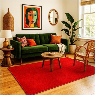 Koeckritz Modern Soft Red Area Rug - Rugs for Living Room, Bedroom & Bold Décor