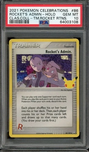 2021 POKEMON CELEBRATIONS #86 ROCKET'S ADMIN HOLO GEM MT PSA 10 CLASSIC