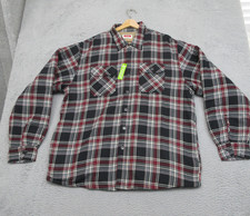 Wrangler Sherpa Lined Flannel Shirt Jacket Men XL Black Red Plaid Snap Shacket