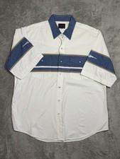VTG Plains Western Wear Shirt Mens XL Short Sleeve Pearl Snap Aztec 90s