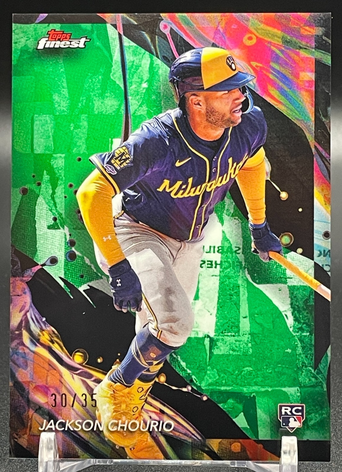 Jackson Chourio 2024 Topps Finest #159 Uncommon Green Refractor /35 Rookie RC