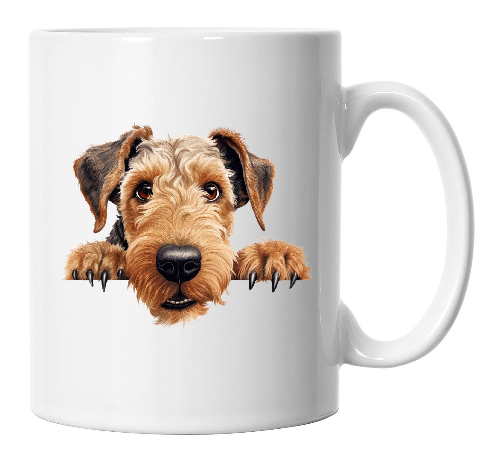 Airedale Terrier Mug Peeking Peeping, Airedale Terrier Picture Mug
