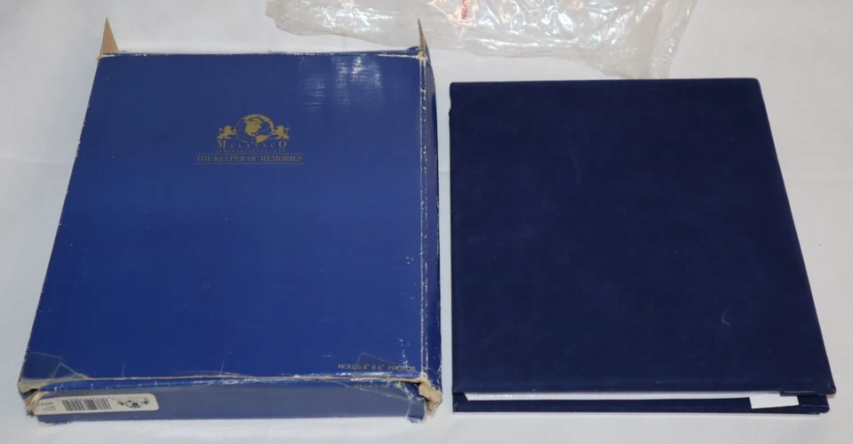 MELANNCO KEEPER OF MEMORIES VTG PHOTO ALBUM Holds 4 x 6" SILVER TONE BLUE VELVET - Image 2 of 4