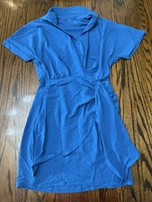 Women’s Small Blue Mini Dress With Button Neckline 