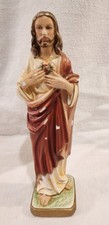 Vintage Sacred Heart of Jesus Christ chalkware STATUE 9