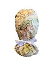 Winnie The Pooh SATIN LINED Scrub Cap Ponytail Long Hair Protection Nurse Hat
