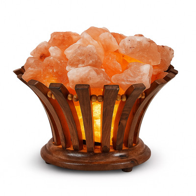 Himalayan Salt Lamp Basket with Chunks 8.4 lbs, H 6'' x Diameter 9''