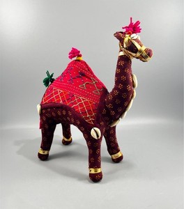 Vintage Rajasthani Folk Art Fabric Embroidered Patchwork Camel India 10"x 9"