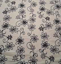 3 1/3 yd x 58" w Polyester Crepe Fabric Cream w/Black/Gray Floral Design