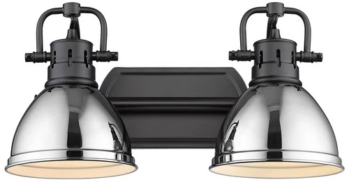Duncan 16 1/2" Wide Matte Black and Chrome 2-Light Bath Light - Picture 3 of 5
